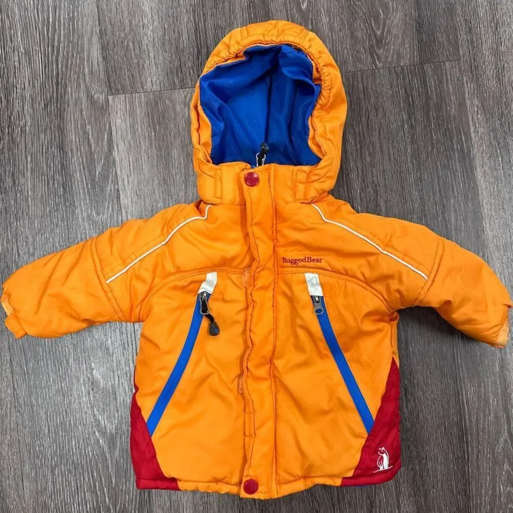 Rugged Bear Orange,Red,Blue Baby Infant Unisex Puffer Warm Coat Jacket Hood‎ 12M